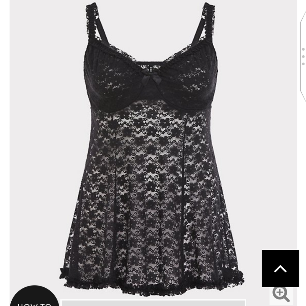 🆕 1X LACE UNDERWIRE BABYDOLL - BLACK